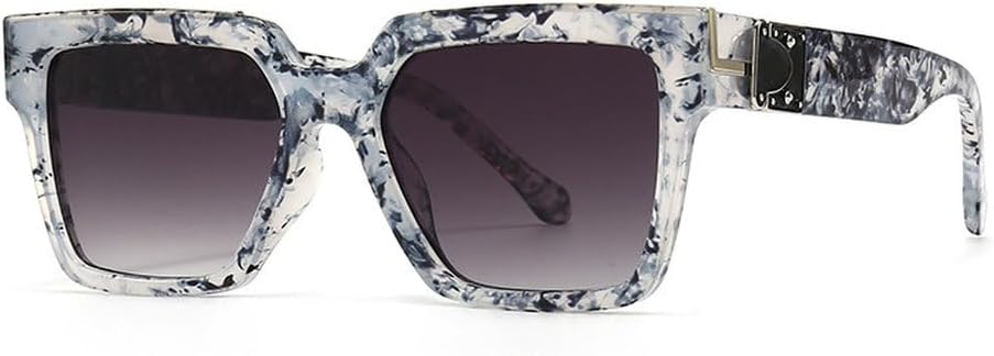 

Ретро квадратные разноцветные женские солнцезащитные очки класса люкс с градиентным зеркальным покрытием и защитой от УФ-излучения UV400, модные мужские солнцезащитные очки HYYZZC, Blue Pattern Gray