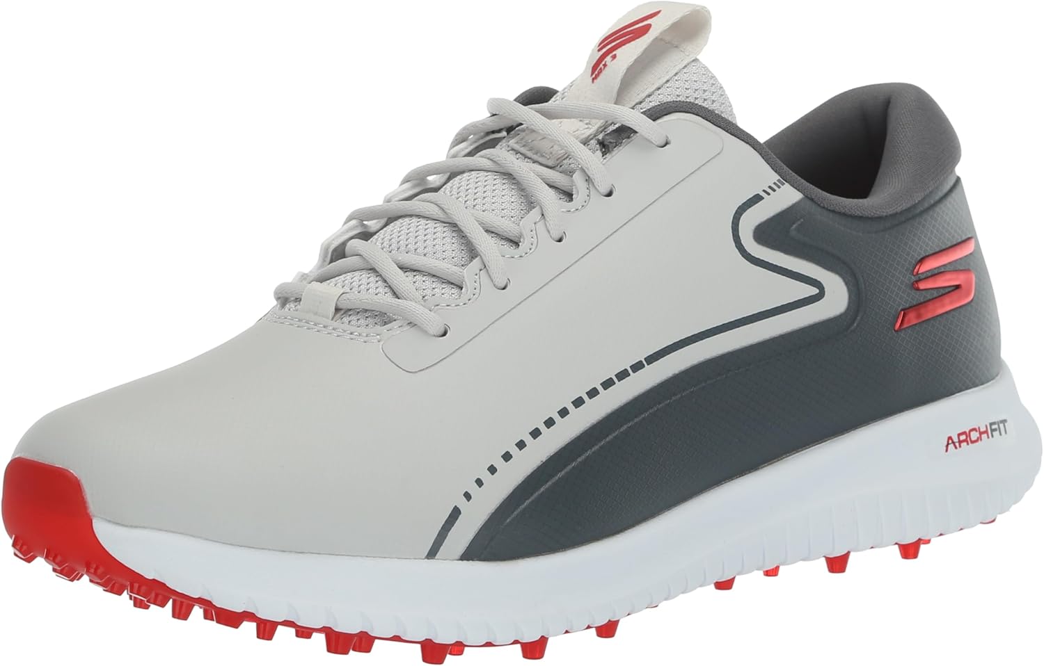 

Мужские кроссовки для гольфа Skechers Max 2 Arch Fit водонепроницаемые без шипов, красный/серый