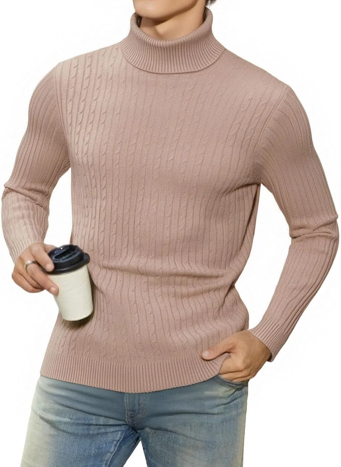 Мужской водолазка термо трикотажный пуловер slim fit легкий ребристый — фото 3