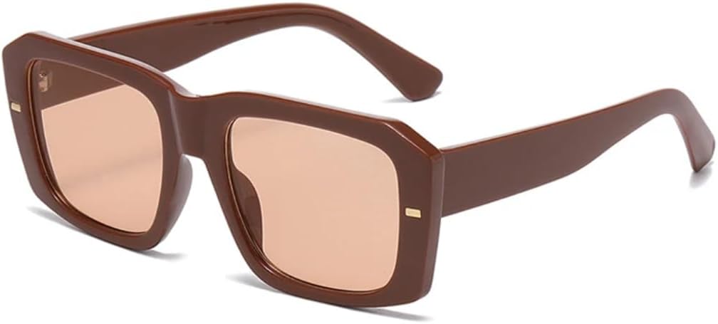 

Популярные модные квадратные женские солнцезащитные очки в винтажном стиле с заклепками, панк-стиль, мужские солнцезащитные очки с защитой от УФ-излучения UV400 и прозрачными линзами UATXTAU, Brown Champagne