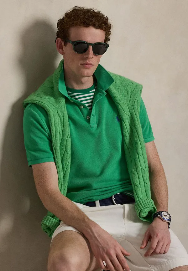 Рубашка поло из французского махрового трикотажа Polo Ralph Lauren, Summer Emerald — фото 4