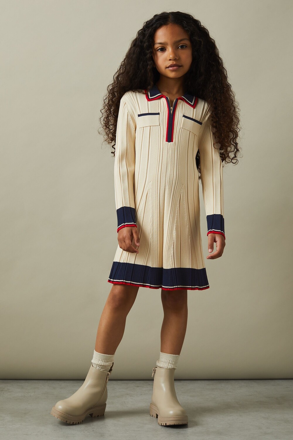 

Мини платье Annie в рубчик с цветными блоками Reiss, коричневый