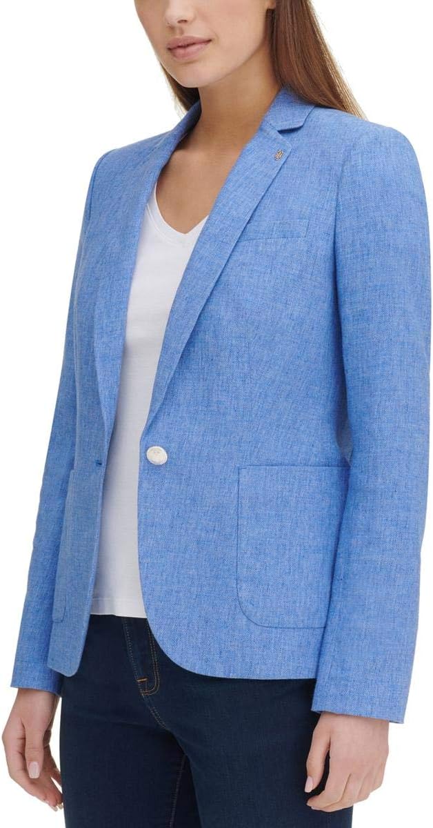 

Женский офисный блейзер Tommy Hilfiger из льняной смеси на одной пуговице, Blue