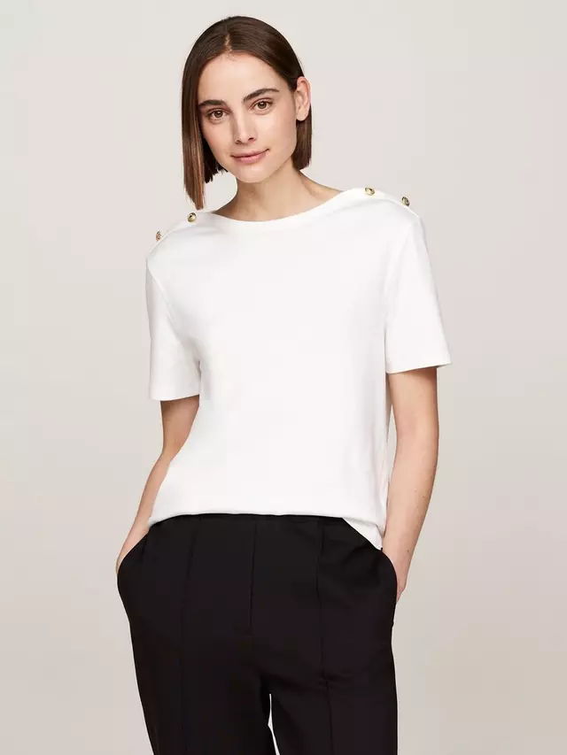 

Футболка Tommy Hilfiger Button Shoulder, экрю