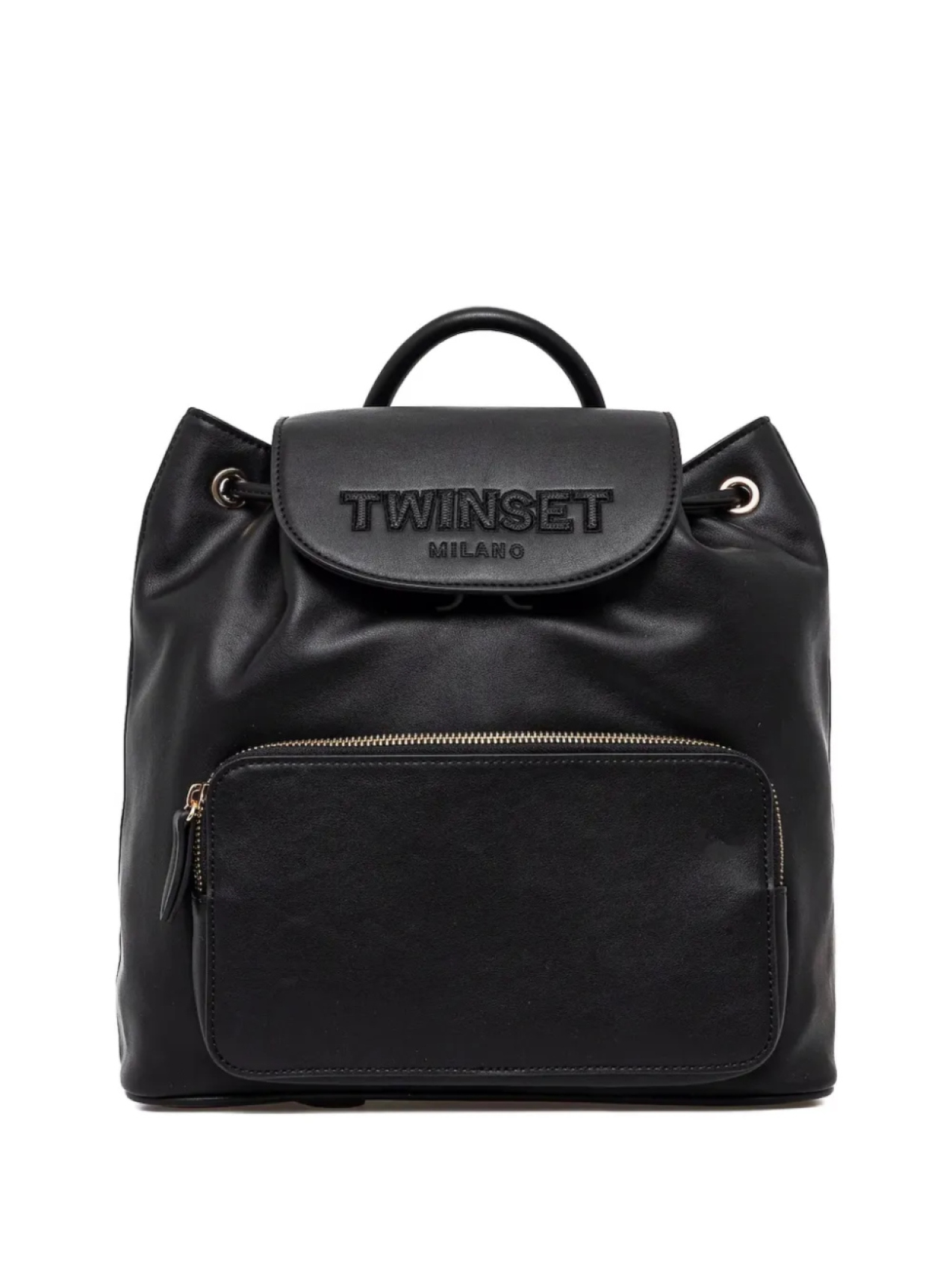 

Кожаный рюкзак с тисненым логотипом TWINSET, черный