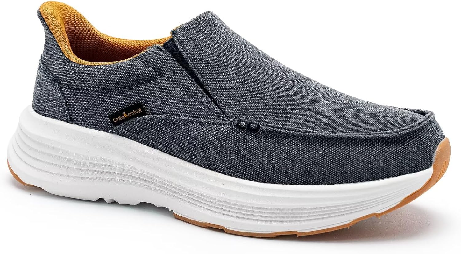 

Мужские ортопедические слипоны с поддержкой свода стопы: удобная обувь для подошвенного фасциита, ортопедические туфли для лечения боли в стопах и пятках, тканевые кроссовки с толстой подошвой для ходьбы Orthocomfoot, W1-denim-1