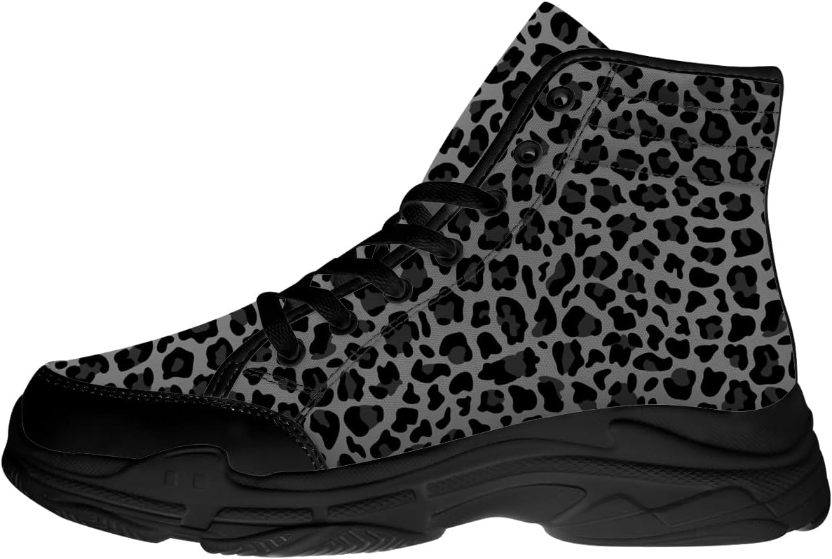 

Кроссовки на высокой платформе с леопардовым принтом для женщин, шнурованные текстильные кроссовки на платформе, подарки для нее и для него Generic, черный