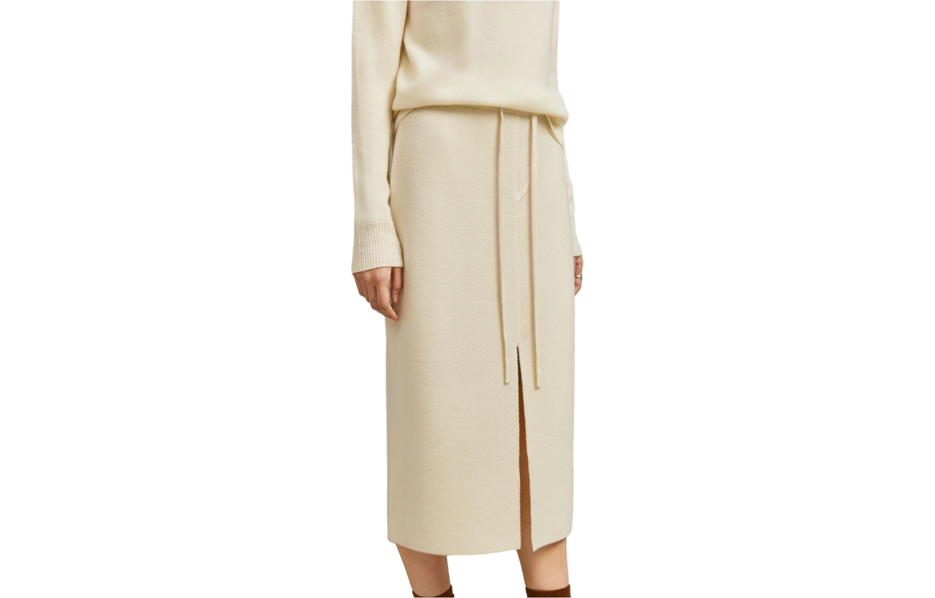 

ELLE Повседневная длинная юбка для женщин, цвет ecru, средняя длина, другие