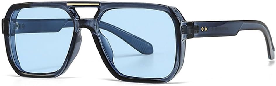 

Модные солнцезащитные очки с двойной перемычкой для женщин, ретро-очки с заклепками, голубые солнцезащитные очки UV400 для мужчин, солнцезащитные очки с градиентной защитой для активного отдыха TKKTLLT, Blue Blue