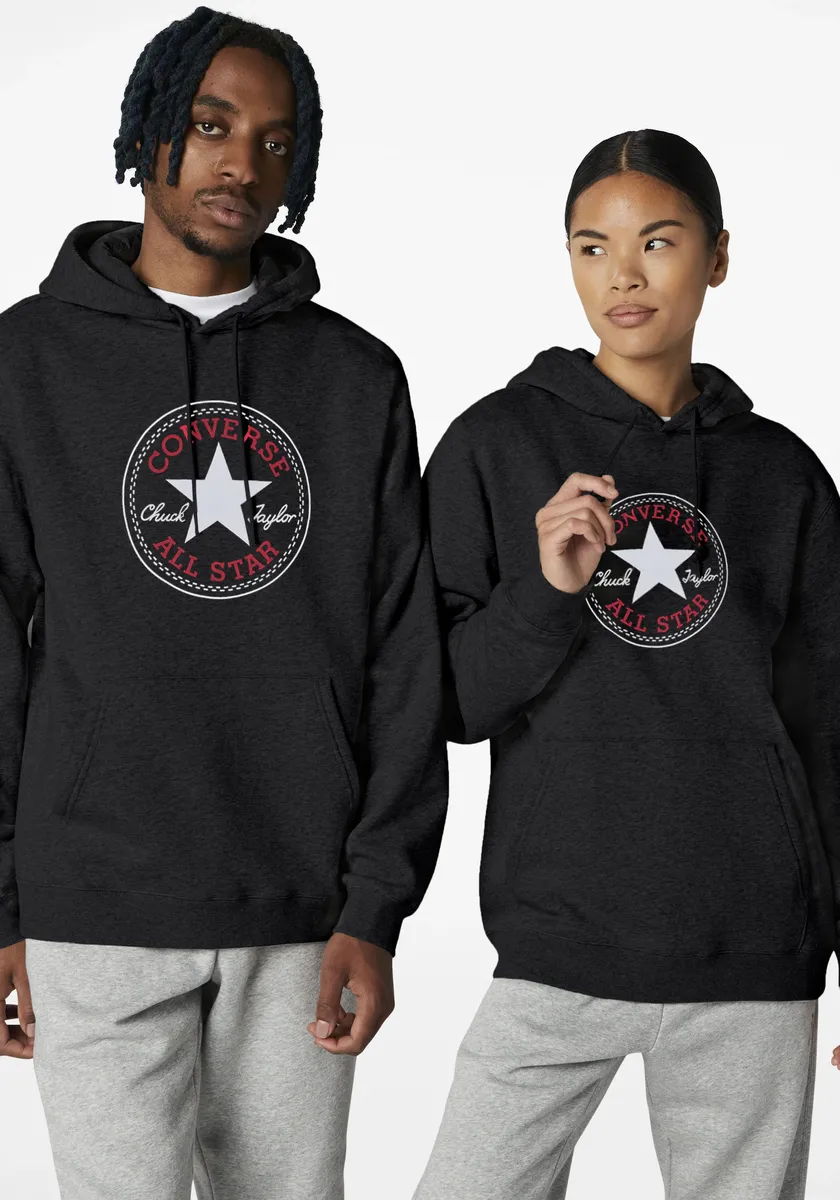 

Толстовка Converse с капюшоном "CONVERSE GO-TO CHUCK TAYLOR PATCH BRUSHED BACK FLEECE HOODIE", унисекс, черный