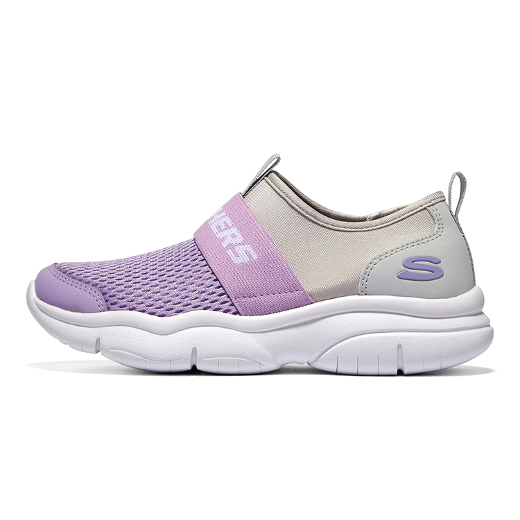 

Детские кроссовки Skechers для девочек с амортизацией, низкие, серо-фиолетовые