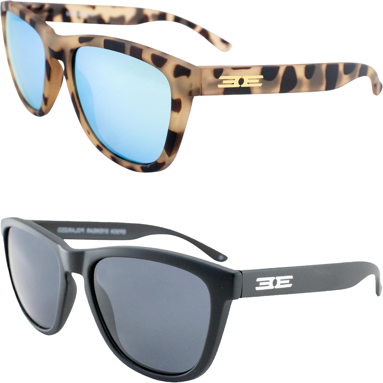 

Солнцезащитные очки Epoch Eyewear Vibe с поляризацией, женские и мужские, 2 пары: кремовые с бирюзовыми зеркальными линзами и черные с дымчатыми линзами, Demi-teal/Black-smoke