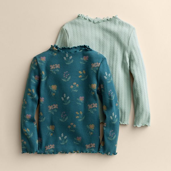 

Детский сет из двух водолазок для девочки Little Co. By Lauren Conrad, Teal Stitch Floral