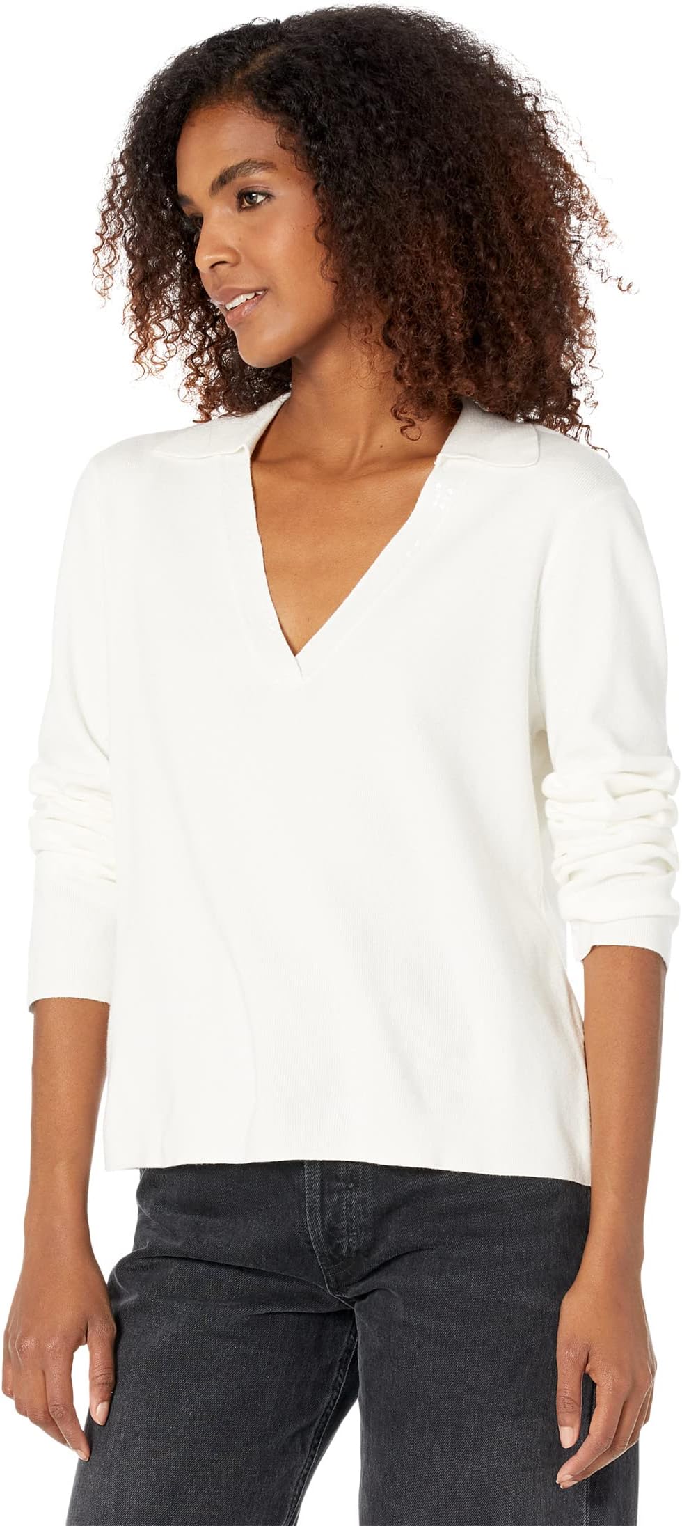 

Топ Calvin Klein V-Neck with Sequin Trim, цвет Winter White