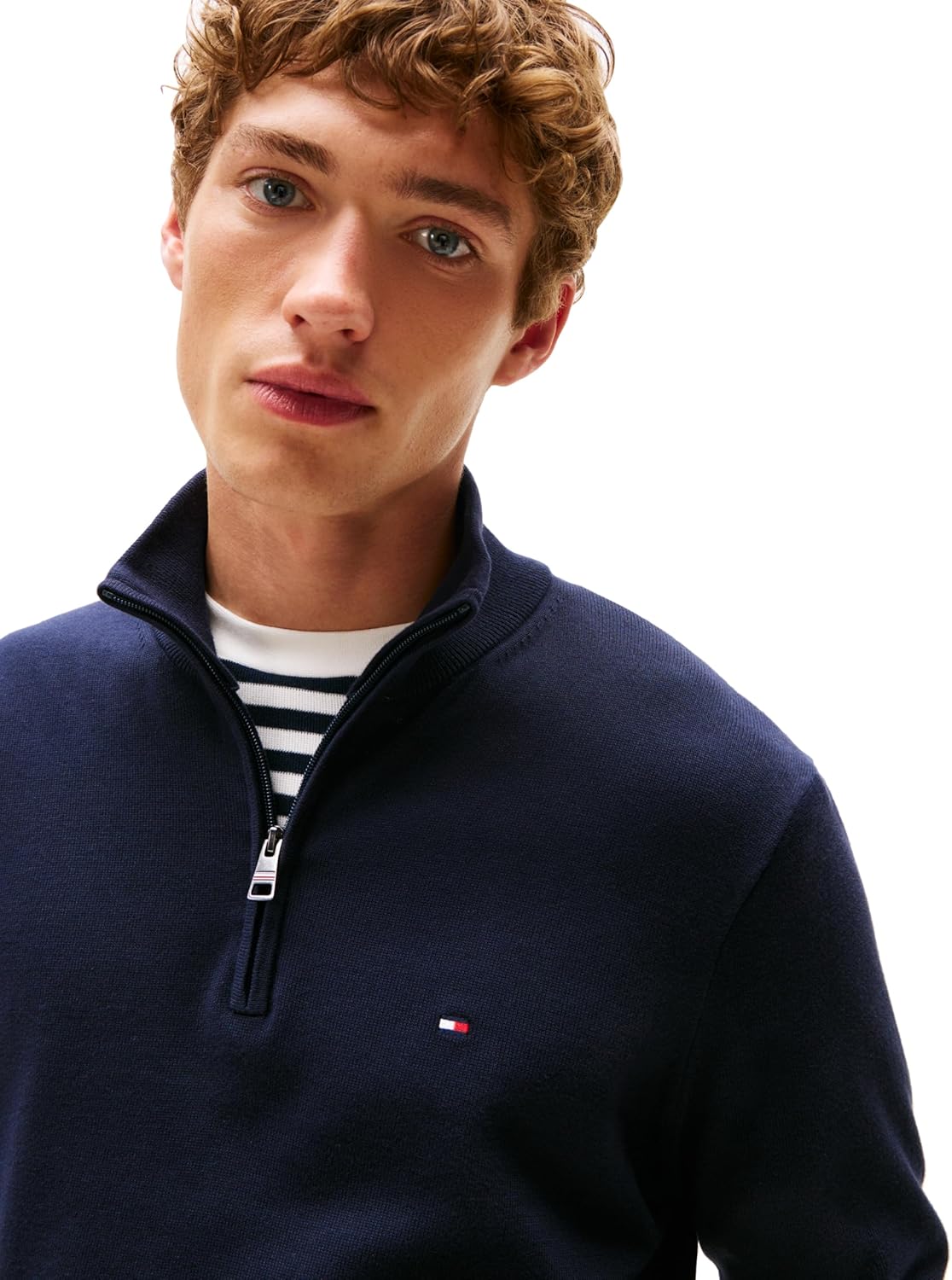 Легкий мужской свитер Tommy Hilfiger с застежкой-молнией на четверть дюйма, Desert Sky — фото 2