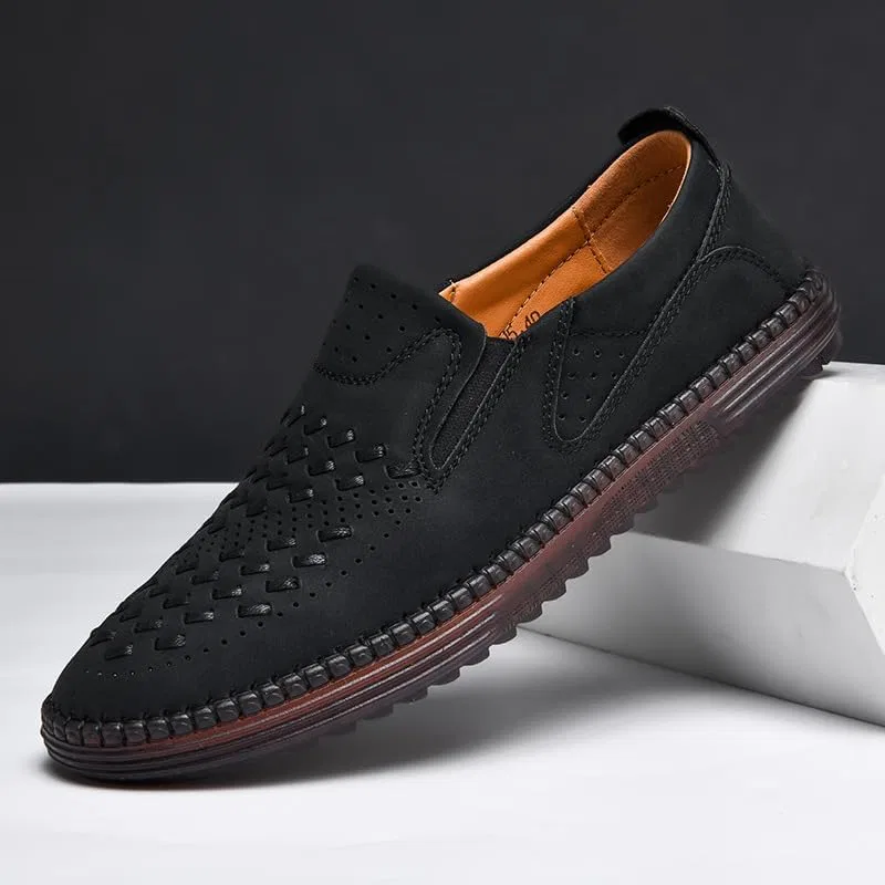 Лоферы кожаные Cowhide Leather Slip-On Loafers, Black — фото 3