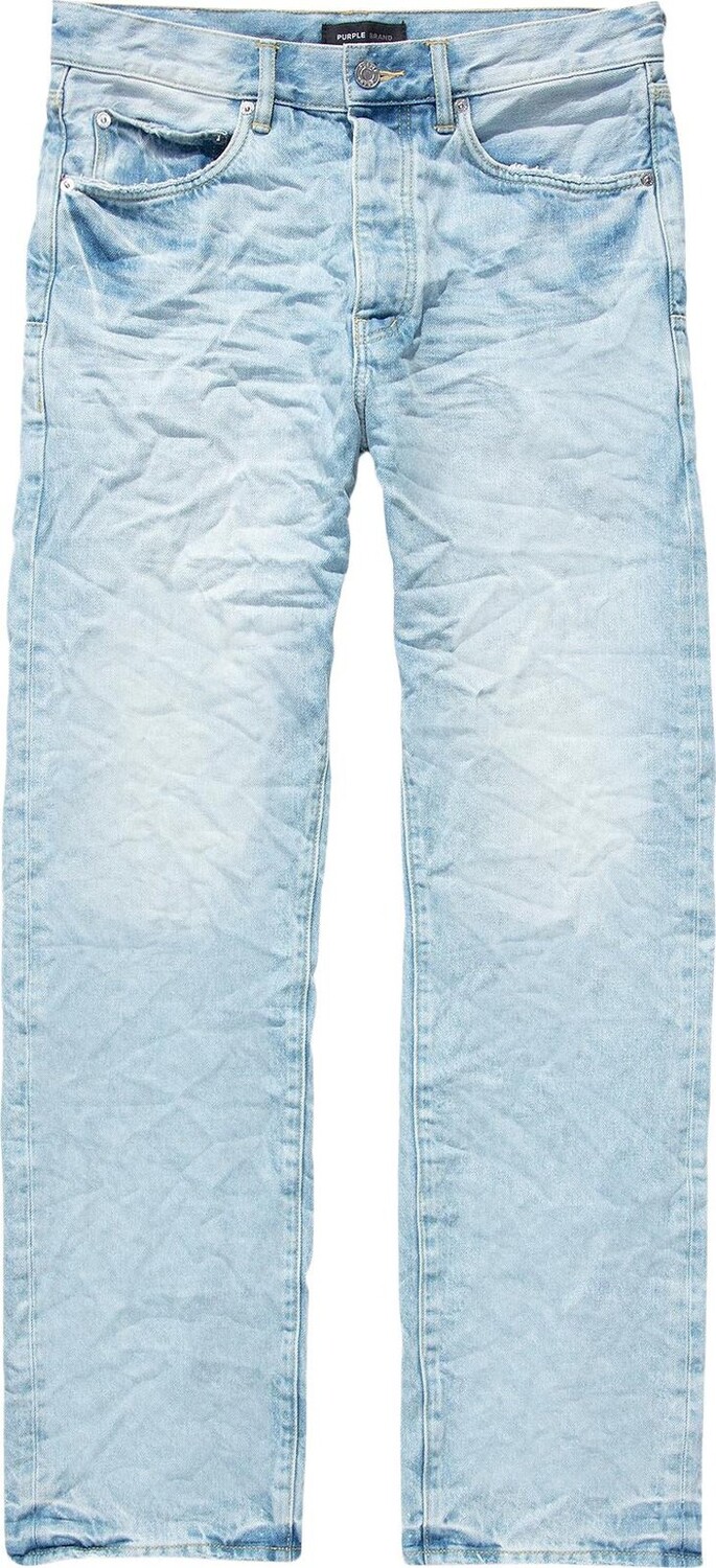 

Джинсы PURPLE BRAND Mid Rise Straight 'Sun Faded Icy Light Indigo', синий