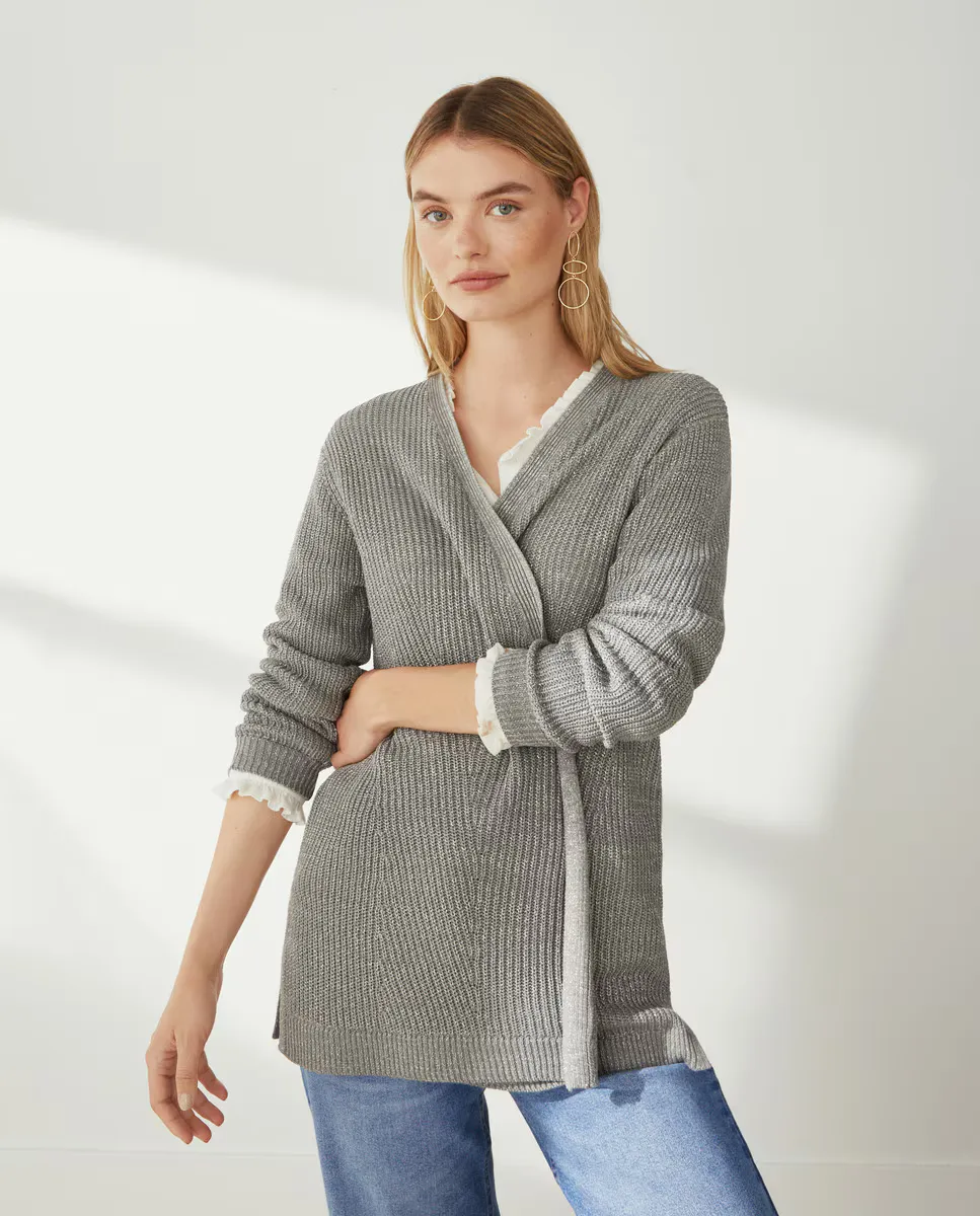 

Трикотажная куртка с жемчужным люрексом Southern Cotton, цвет Verde Salvia