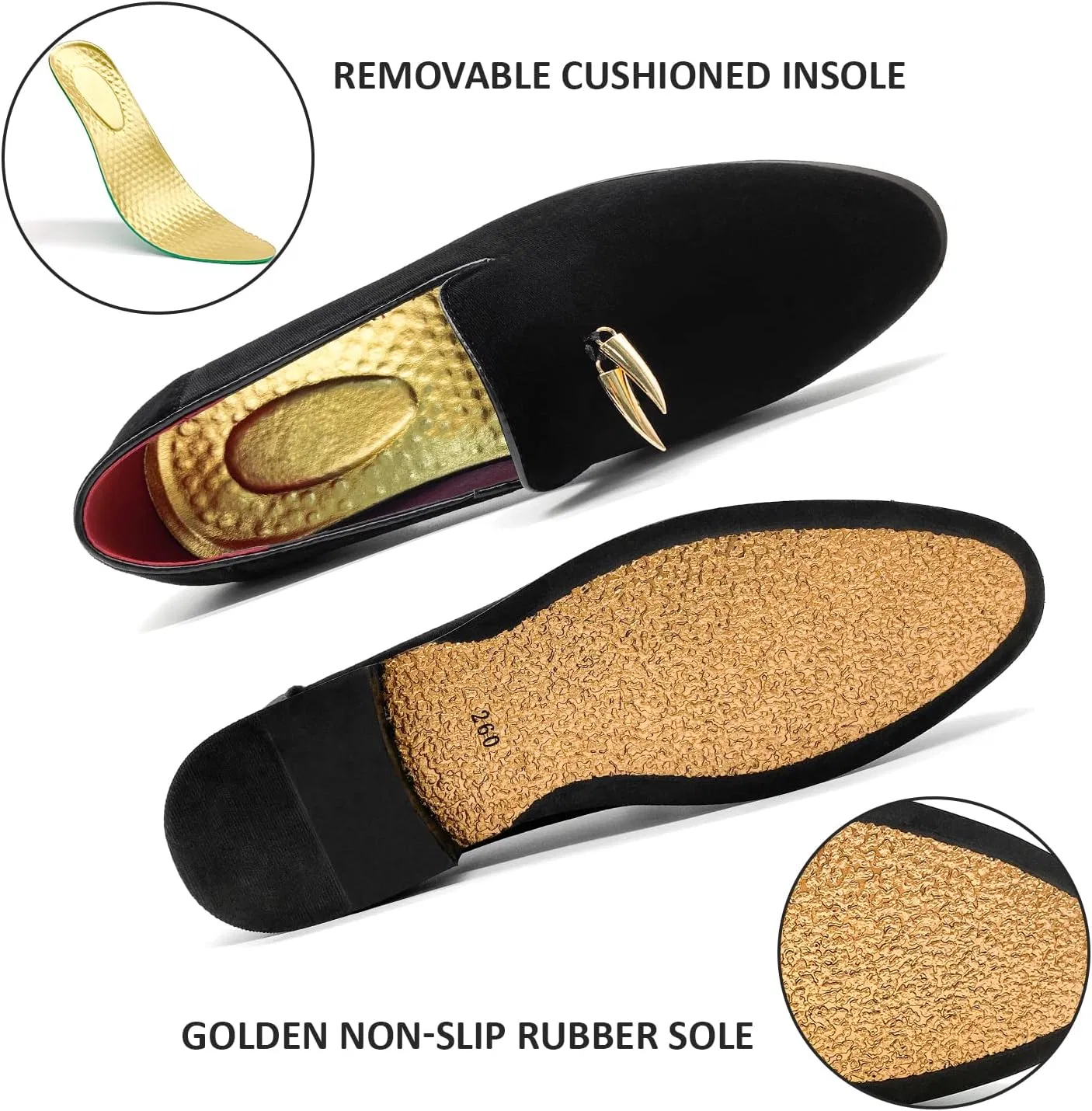 Мужские лоферы MHB Penny Slip-On из бархата и замши, туфли-слипоны с блестками, в стиле смокинга, Black — фото 3