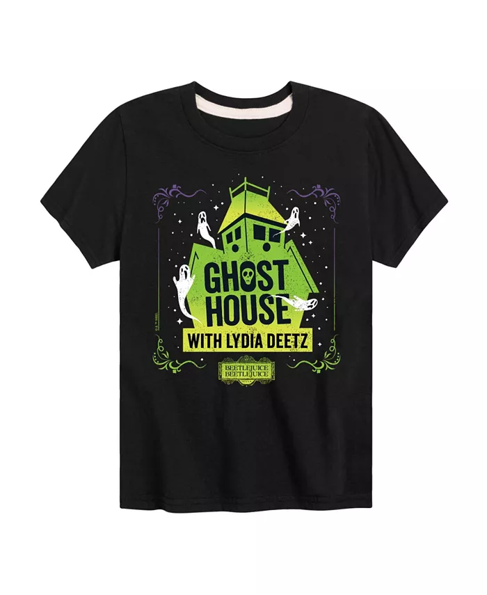

Футболка с принтом Ghost House для мальчиков старшего возраста Beetlejuice, черный