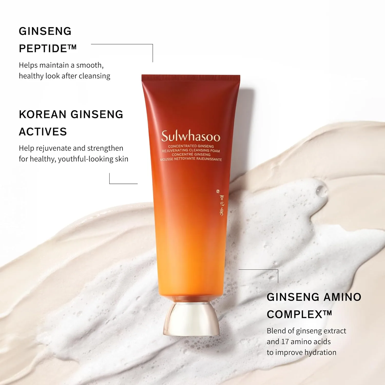 Гель для умывания SULWHASOO — Очищающая пенка для лица с концентрированным женьшенем | Удаляет макияж, загрязнения и — фото 2
