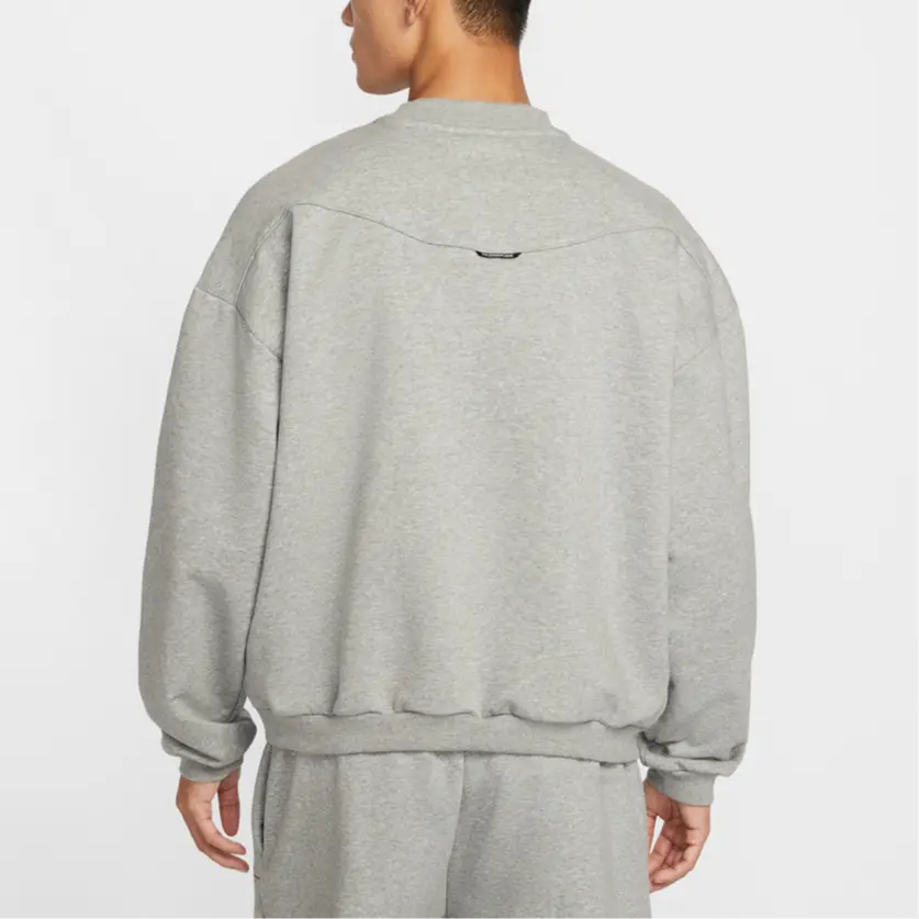 Nike Мужская толстовка серого цвета с круглым вырезом, средней толщины — фото 4