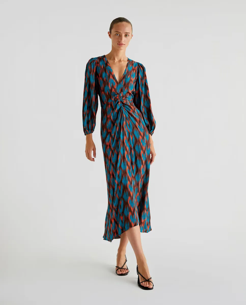 

Платье миди с V-образным вырезом и застежкой-молнией Scalpers, мультиколор