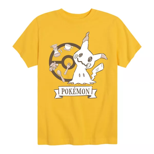 

Футболка с принтом Mimikyu из Pokemon Cafe для мальчиков 8-20 лет Licensed Character, желтый