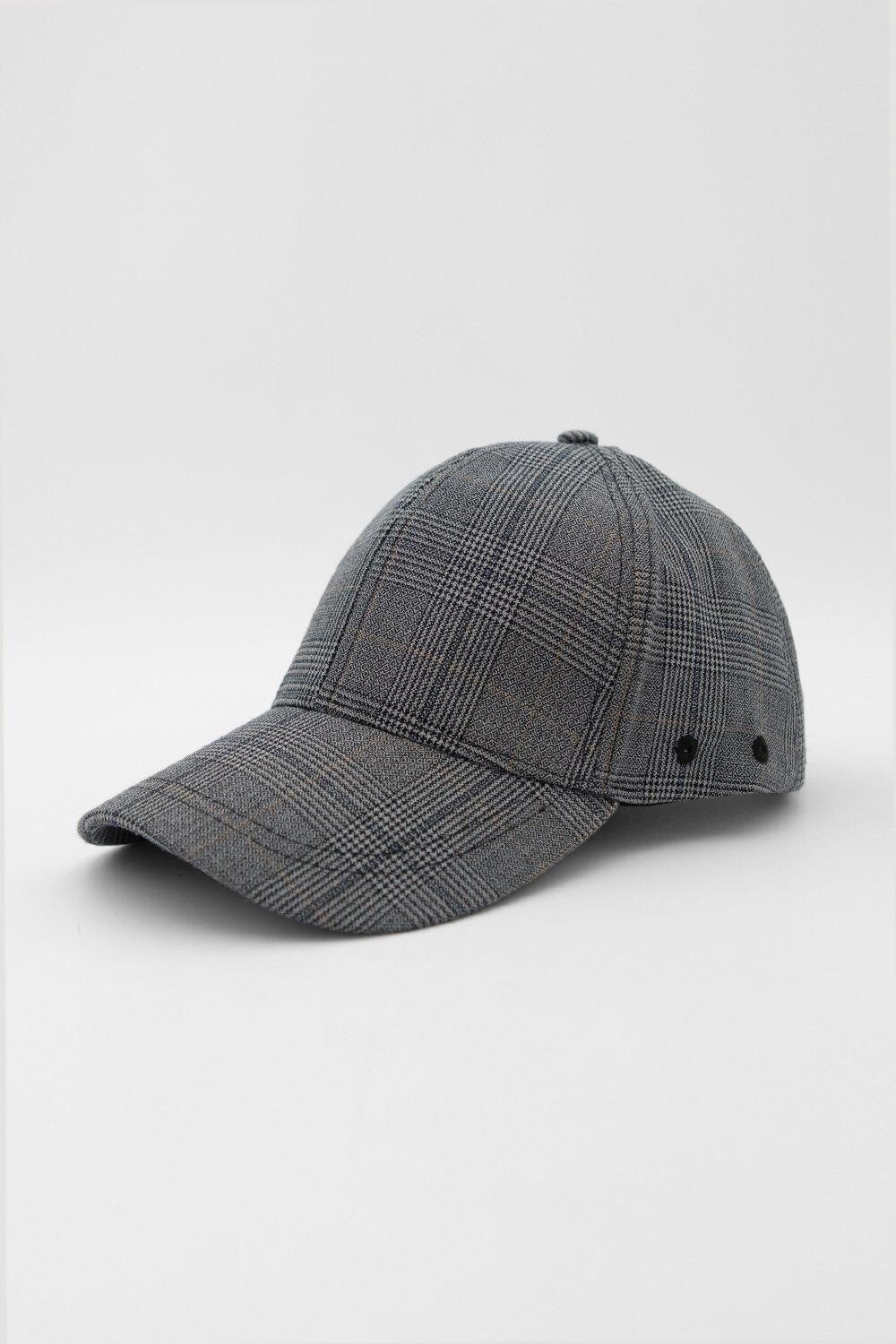 

Серая бейсболка в клетку Steel & Jelly, серый