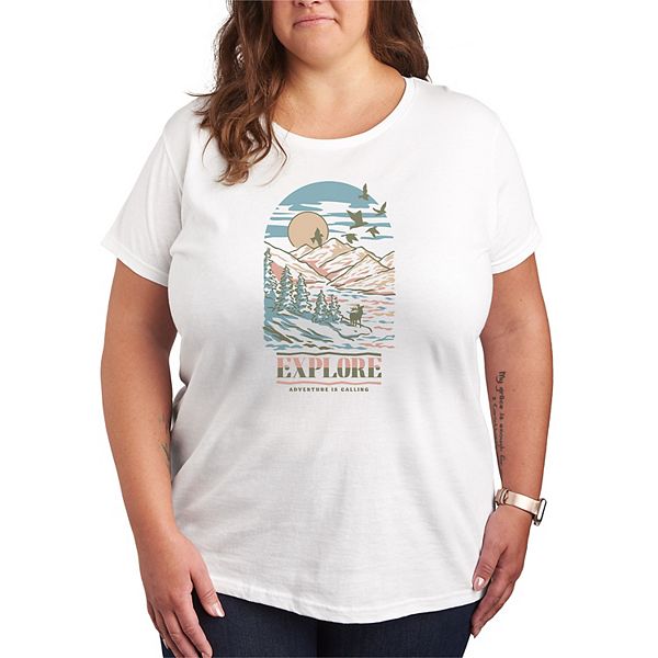 

Футболка с принтом Explore Adventure Is Calling Plus size Licensed Character, White, Белый, Футболка с принтом Explore Adventure Is Calling Plus size Licensed Character, White