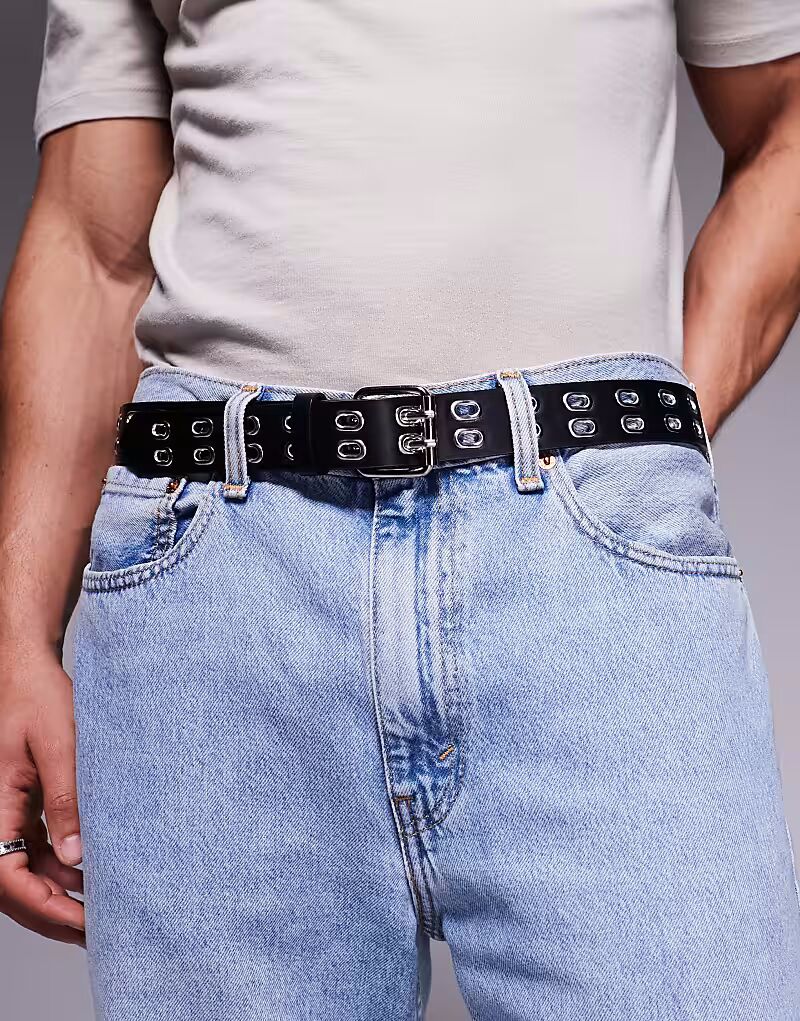

Ремень с овальными люверсами ASOS DESIGN черного цвета