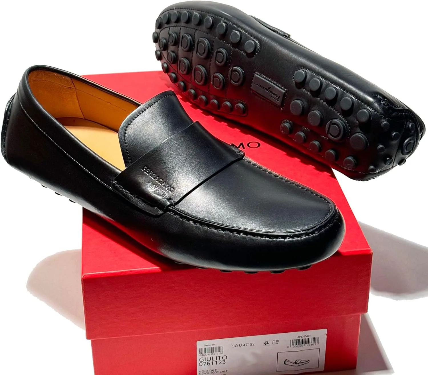 Мужские лоферы с ремешком Ferragamo GIULITO, черная кожа, мокасины-водители, без застежки (Salvatore), черный — фото 4