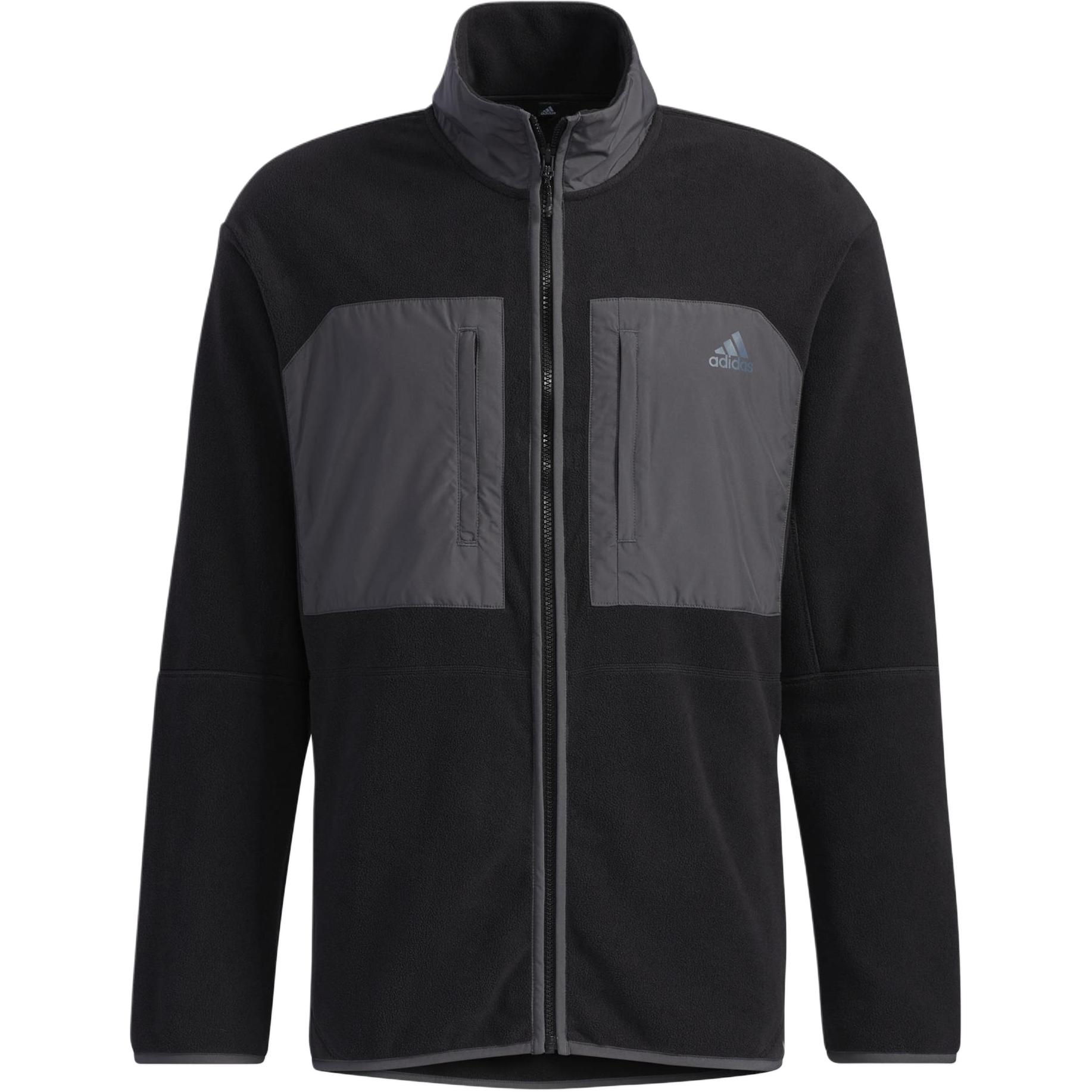 Adidas Куртка мужская черная с бархатистой текстурой, Black — фото 2