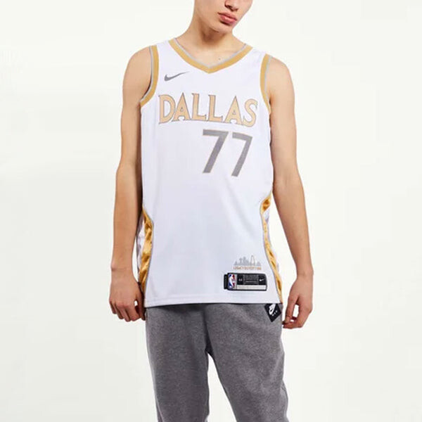 Майка Men's Nike NBA Basketball Sports SW Fan Edition 20-21 Season Doncic Mavericks . No. 77 White Jersey, белый — фото 4
