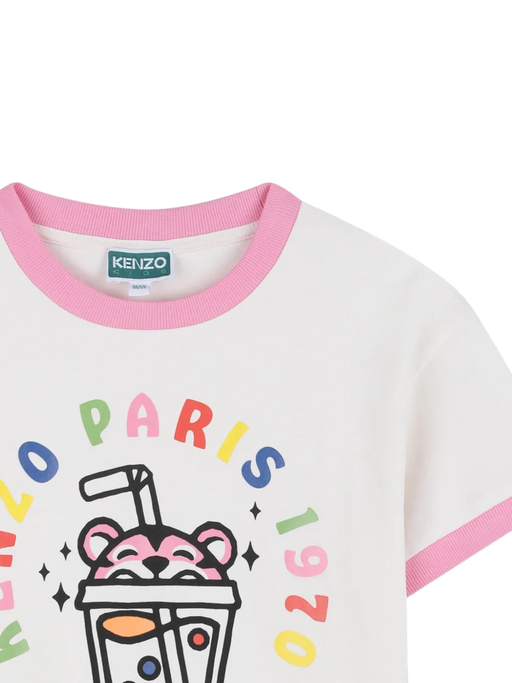 Графическая футболка с контрастной отделкой Kenzo Kids, белый — фото 3
