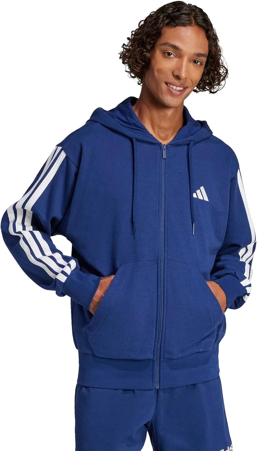 Толстовка на молнии adidas, темно-синий/белый — фото 4