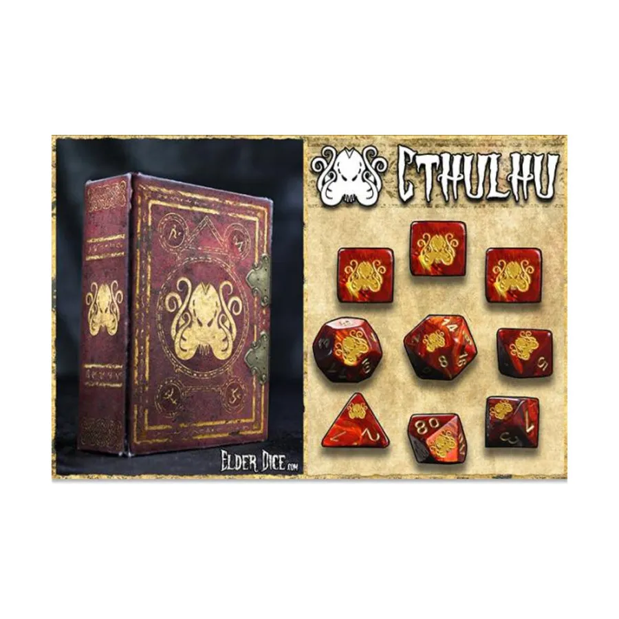 

Набор Poly — клеймо Ктулху, красный с золотом (9), Elder Dice