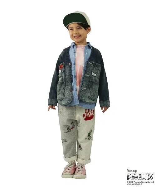 Детские хлопковые шорты DENIM DUNGAREE SNOOPY с принтом мультиколор
