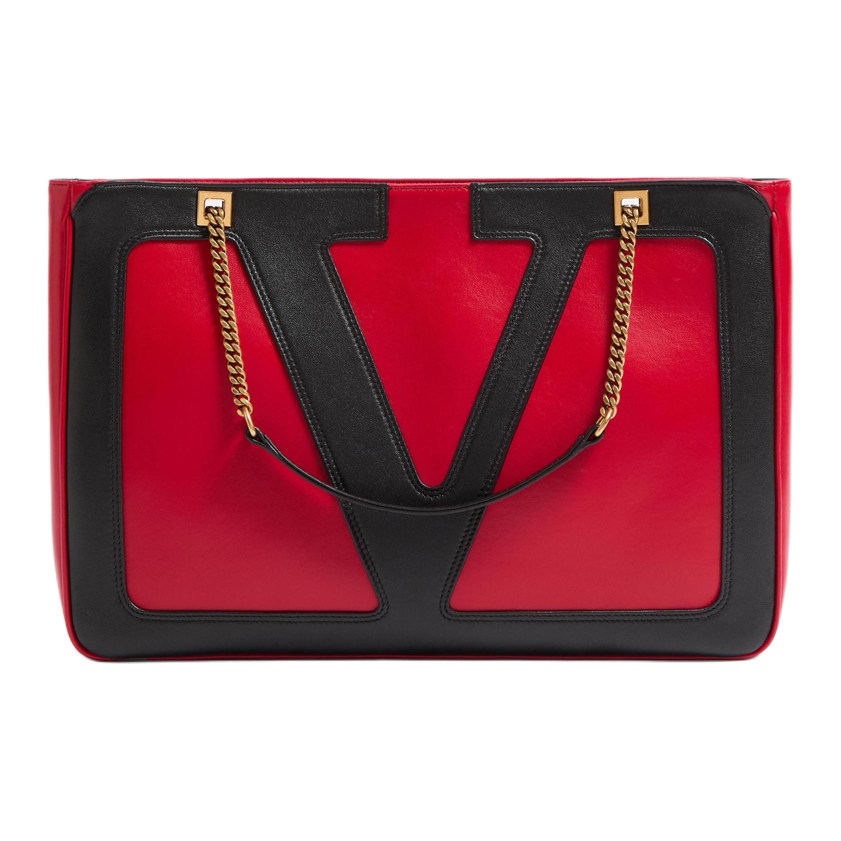 

Valentino Кожаная женская сумка через плечо среднего размера красно-черная