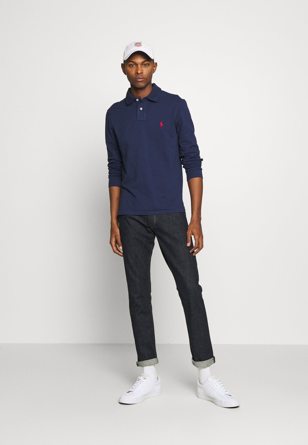 Рубашка-поло SLIM LONG SLEEVE Polo Ralph Lauren, темно-синий Ньюпорт — фото 2