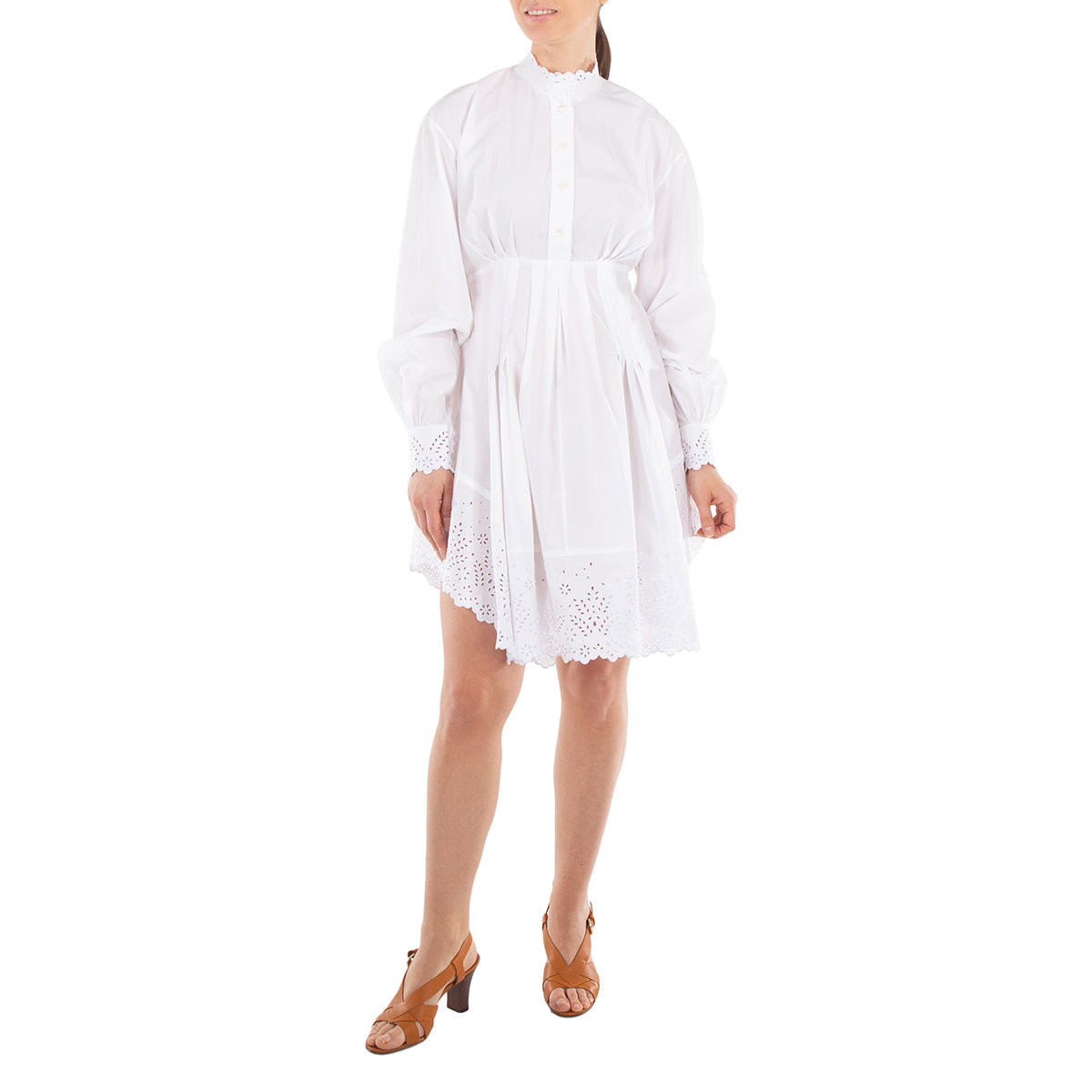 

Rabanne Вышитая кружевная детализированная платье-рубашка, белый