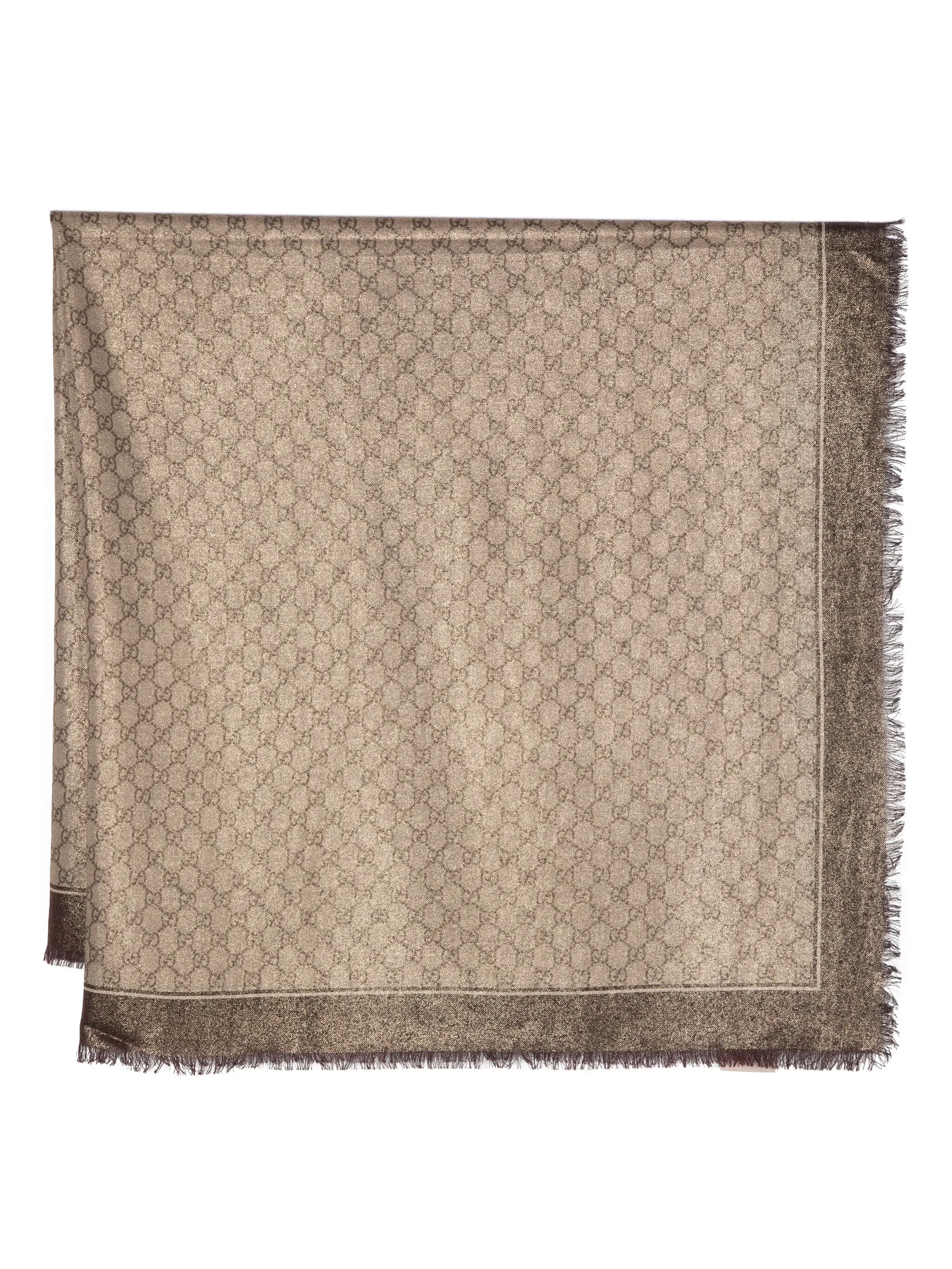 

Жаккардовый шерстяной шарф с логотипом GG Gucci, бежевый