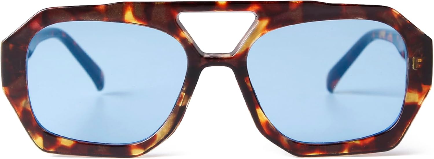 

Модные синие солнцезащитные очки-авиаторы SDINM для женщин и мужчин, дизайнерские, шестиугольная, квадратная, в толстой оправе, черепаховая расцветка, S1 Tortoiseshell\blue Lens