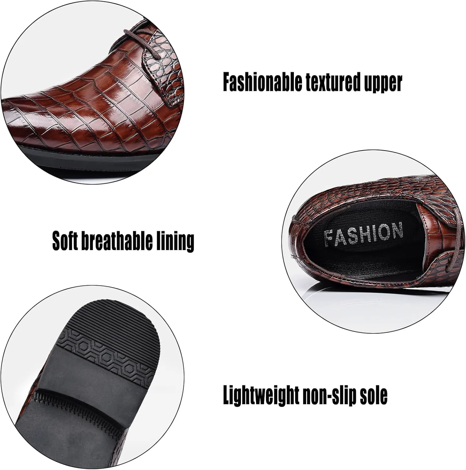 

Мужские кожаные классические туфли на шнуровке, ретро повседневные деловые дерби, броги оксфорды для мужчин AMAZIDEAL, коричневый