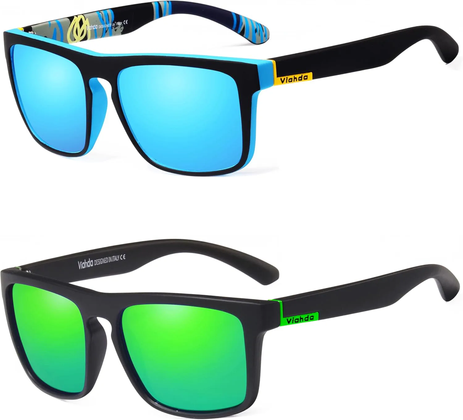 

Поляризованные спортивные солнцезащитные очки для мужчин, для велоспорта, бега, рыбалки, гольфа, женские солнцезащитные очки HD731 VIAHDA, （2 Pack）green/Blue