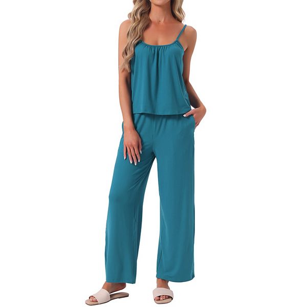 

Женский комплект пижамы с плиссированным топом и брюками Inspire Chic, Blue