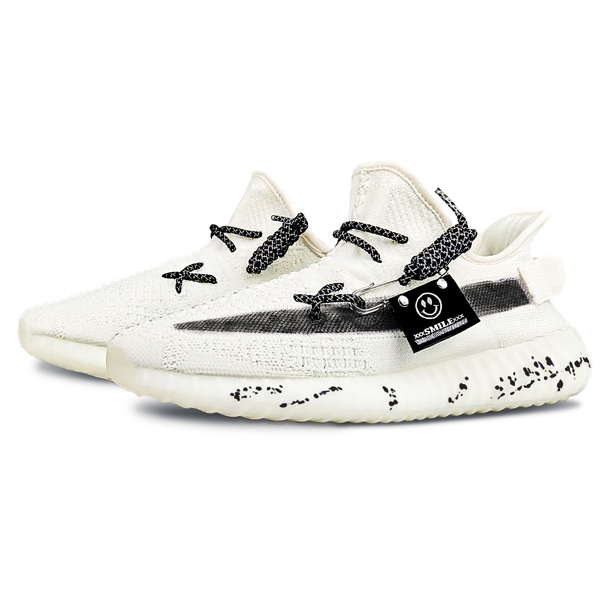 Adidas Originals Изи Буст 350 В2 Лоу-топ Кэжуал Кроссовки Унисекс Белый Черный, цвет Black White — фото 4