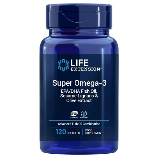 

Life Extension, Супер Омега-3 ЭПК/ДГК с лигнанами кунжута и экстрактом оливы ЕС (120 капсул)