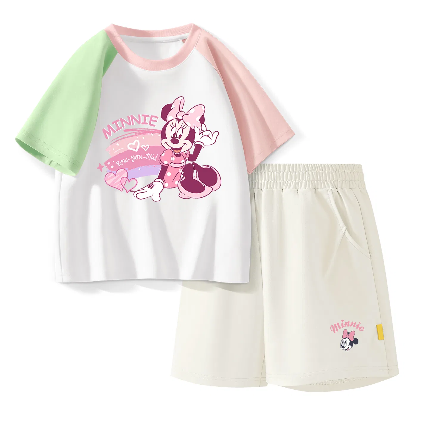 Детский спортивный костюм Casual Sportswear 2 Piece Set Disney, Di Rainbow Heart Green Pink+Di Upward K_Bottom Right Mist White