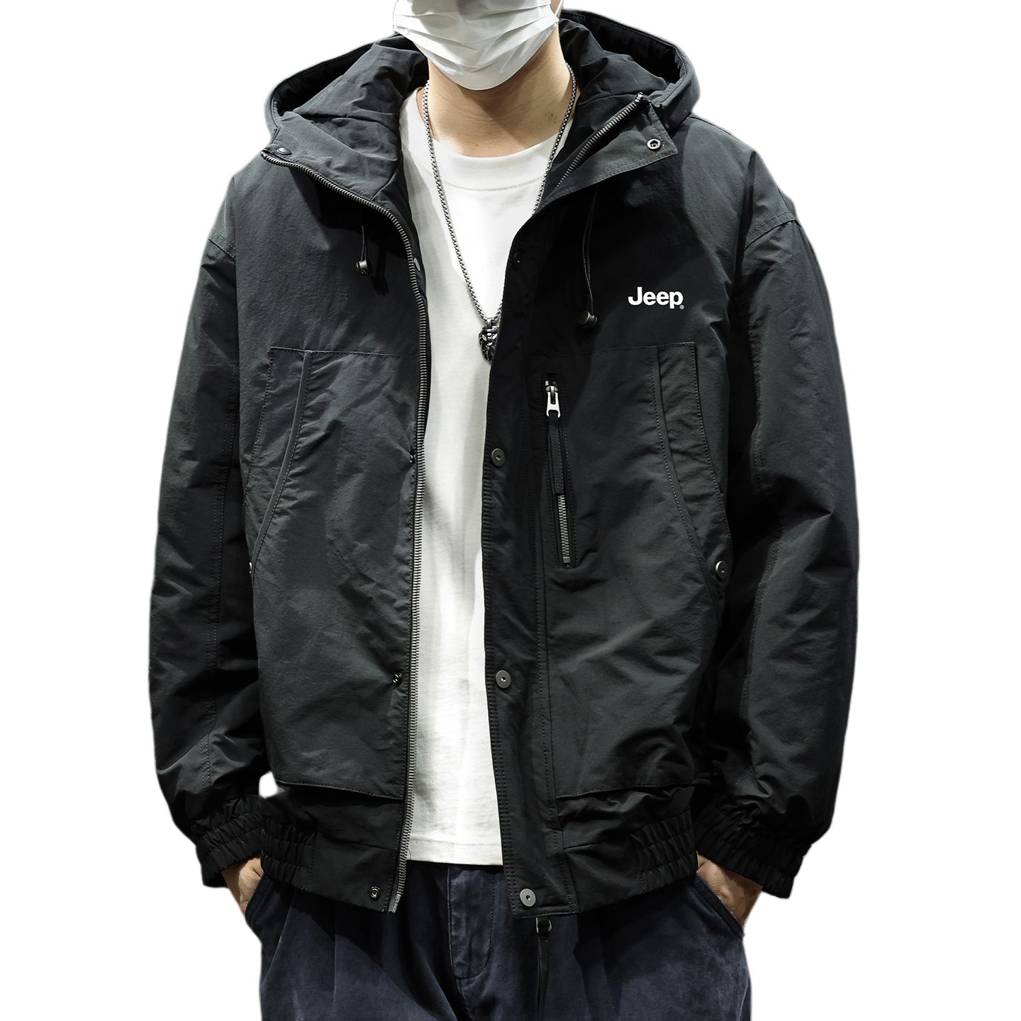 

Пуховик Unisex Hooded Thickened Mock Two Piece Jeep, obsidian черный